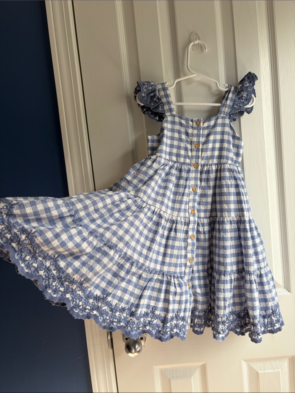 SHABBY CHIC Blue Gingham Ruffle Trim Dress Toddlers Girls Size 4T